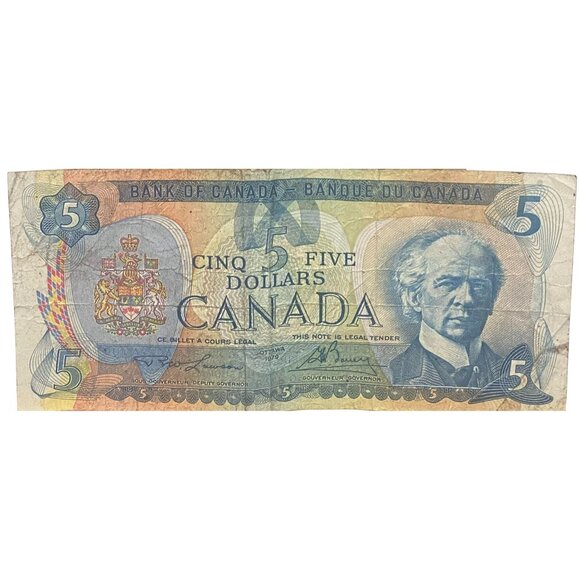 Bank of Canada Other - 1979 Canada $5 Dollar Banknote With Fishing Scene & Sir Wilfrid Laurier Portrait